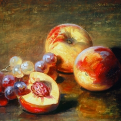 Oil Sketch, Peaches and Grapes 1