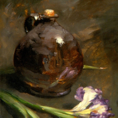 Oil-Sketch-brown-jug-iris