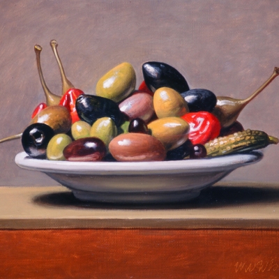 Oil-Sketch-plate-of-olives-