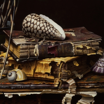 Books-on-Shells-8-9-x-1222-1997-oil-on-linen