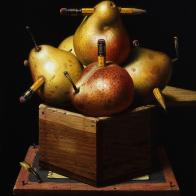 Pushing-Pencils-1995-10x822-oil-on-panel-